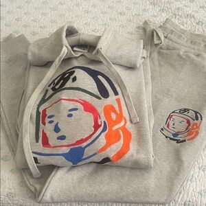 Billionaire Boys Club Gray Sweatpants & Hoodie Set with Astronaut Design